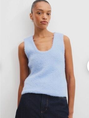 Fluffy Rib Knit Tank in Lake Blue- Country Road